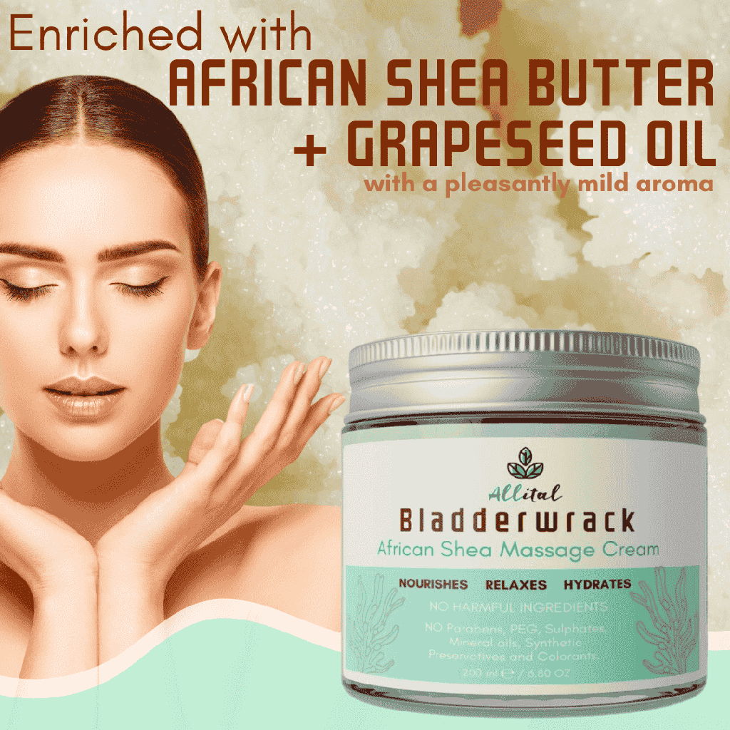 Allital Bladderwrack Seaweed Relaxing Massage Cream Enriched with African Shea Butter, Grapeseed Oil (200ml)