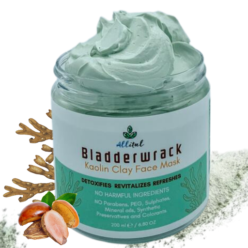 Bladderwrack Face Mask Skincare with Kaolin Clay Mask & African Shea Butter- Vegan - 200ml- EU Made .
